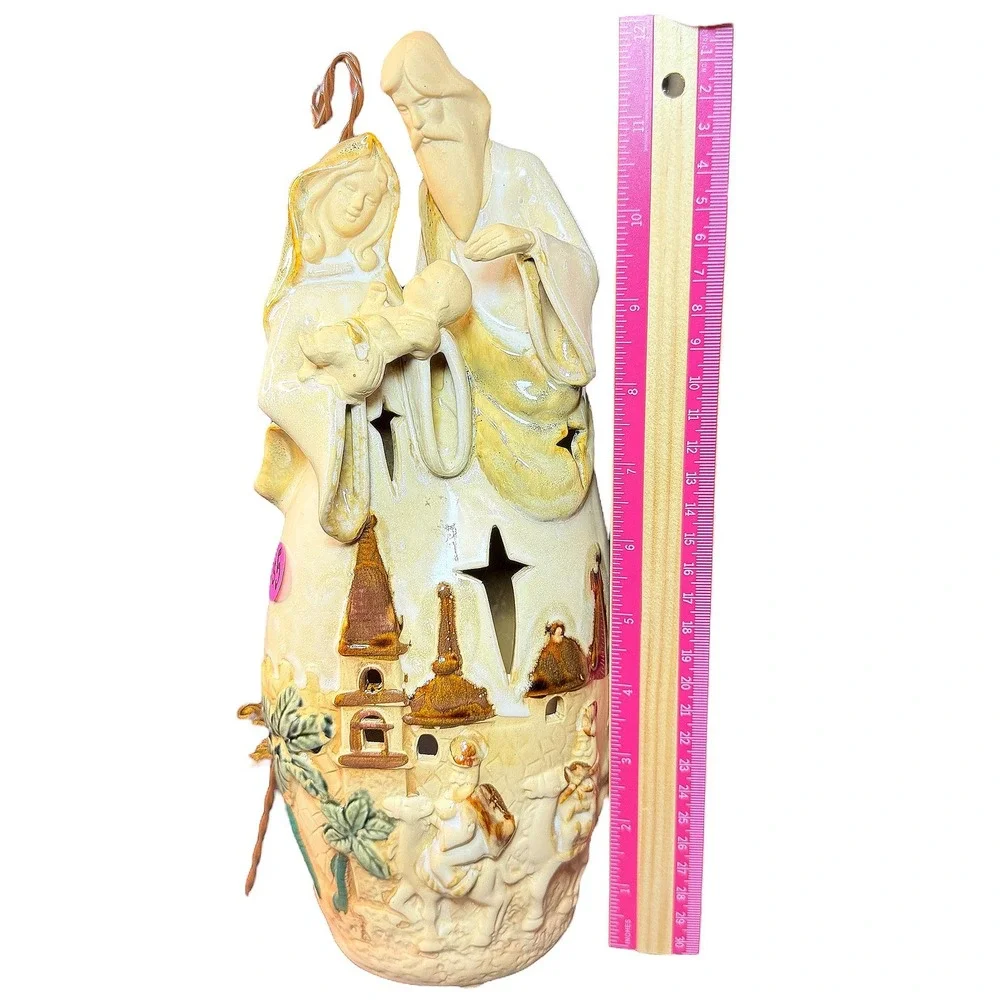 Collections Nativity Scene Holy Family 3 Kings Tea Light Candle Holder‎ Ceramic